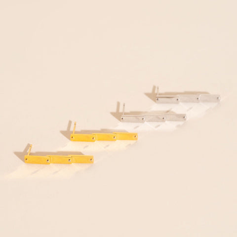 Flat Hammered Bar Stud Earrings