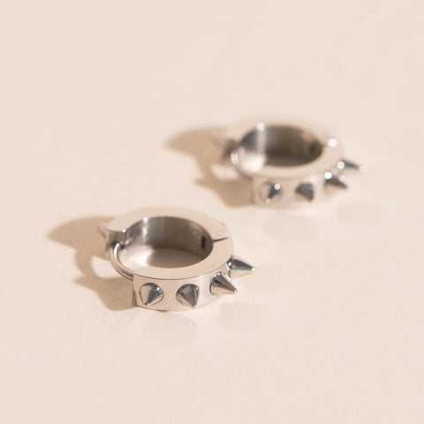 Spiked Chunky Huggie Hoop Earrings