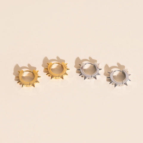 Spiked Chunky Huggie Hoop Earrings