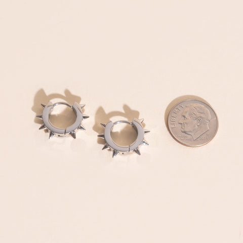 Spiked Chunky Huggie Hoop Earrings