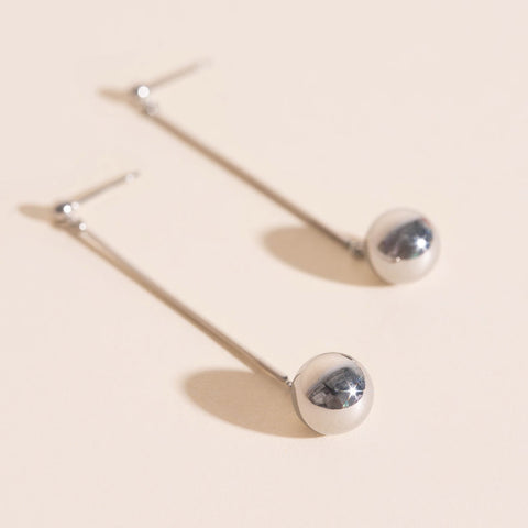 Ball Hammered Bar Stud Earrings