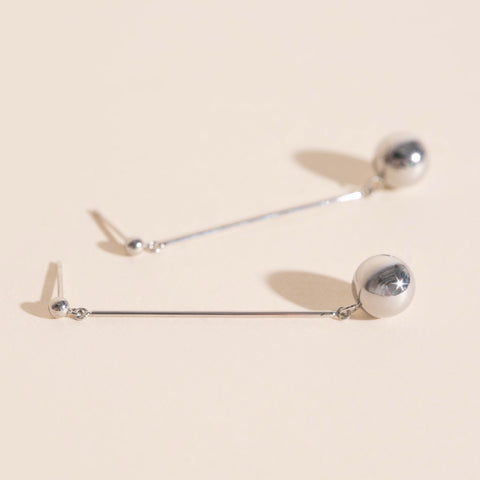 Ball Hammered Bar Stud Earrings