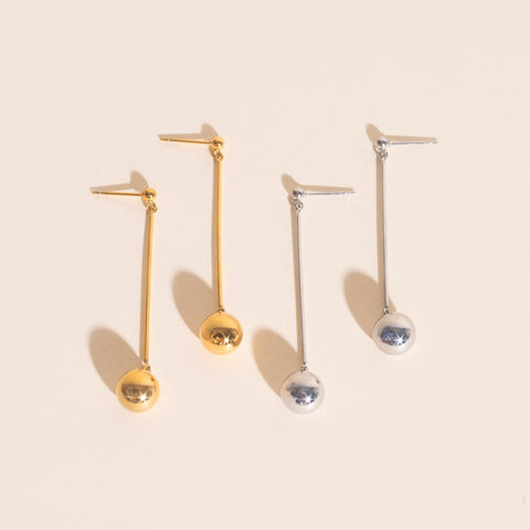 Ball Hammered Bar Stud Earrings