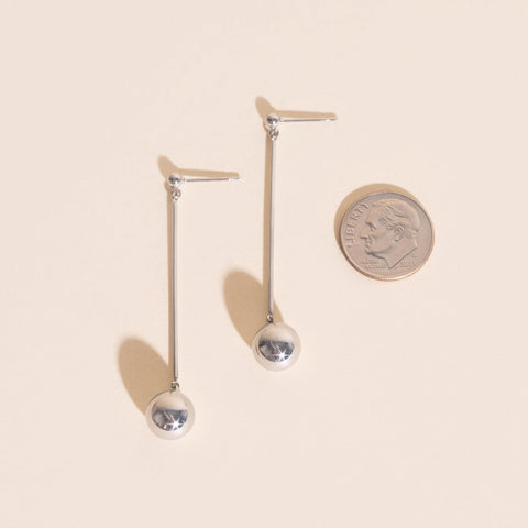 Ball Hammered Bar Stud Earrings