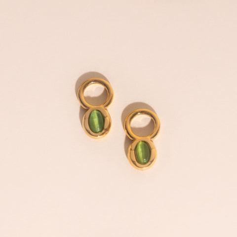 Stone Chunky Huggie Hoop Charms