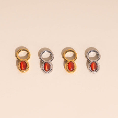 Stone Chunky Huggie Hoop Charms