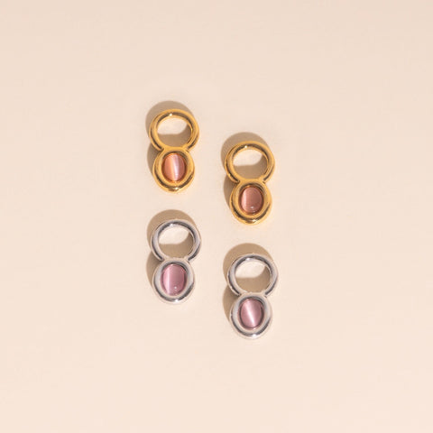 Stone Chunky Huggie Hoop Charms