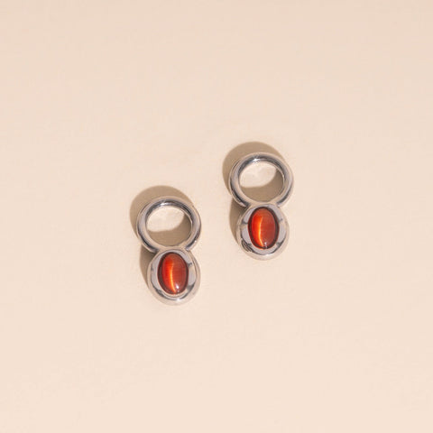 Stone Chunky Huggie Hoop Charms