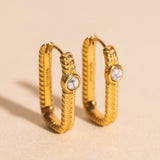 Rope Rectangle Huggie Hoop Earrings