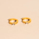 Baguette Textured Huggie Hoop Earrings