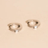 Baguette Textured Huggie Hoop Earrings