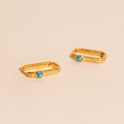 Rope Rectangle Huggie Hoop Earrings