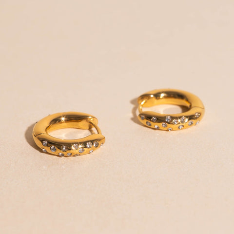 Sparkle Chunky Rounded Huggie Hoop Earrings