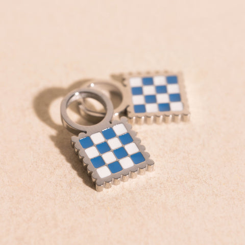 Checkered Chunky Huggie Hoop Charms
