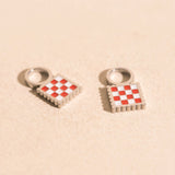 Checkered Chunky Huggie Hoop Charms
