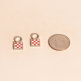 Checkered Chunky Huggie Hoop Charms