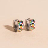 Global Goals Checkered Super Chunky Huggie Hoop Earrings
