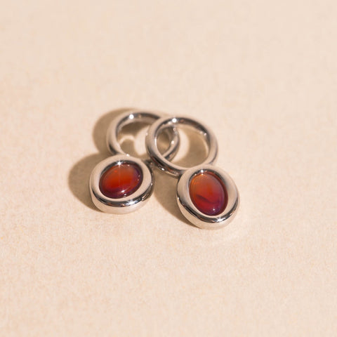 Stone Chunky Huggie Hoop Charms