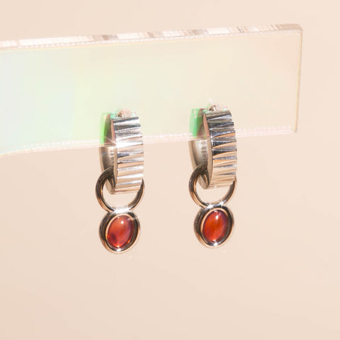 Stone Chunky Huggie Hoop Charms
