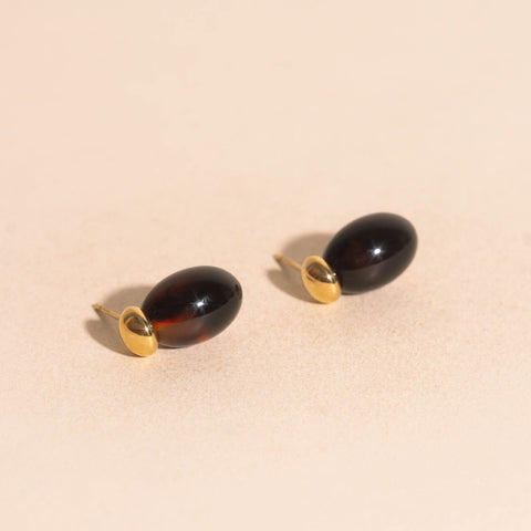 Tortoise Shell Drop Stud Earrings