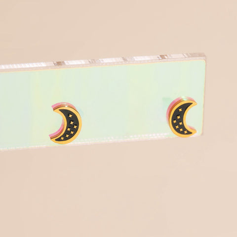 Black Moon Stud Earrings
