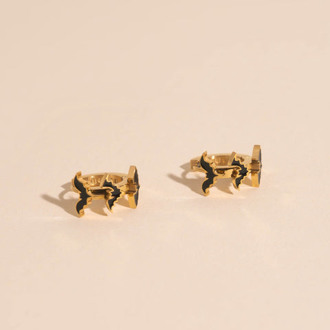 Black Bat 3D Huggie Hoop Earrings
