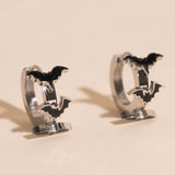 Black Bat 3D Huggie Hoop Earrings