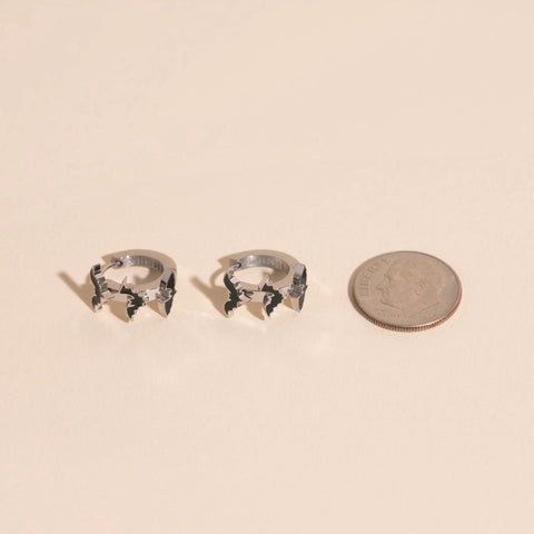 Black Bat 3D Huggie Hoop Earrings