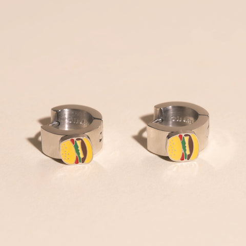 Burger Super Chunky 3D Huggie Hoop Earrings