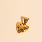 Puffy Heart Rhinestone Necklace Charm