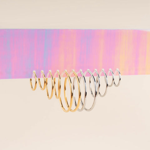 Titanium Circle Rounded Huggie Hoop Earrings