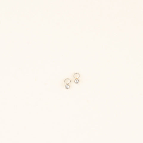 Round Crystal Huggie Hoop Charms