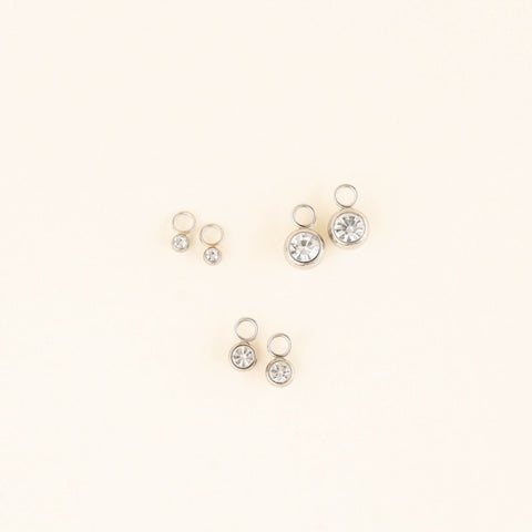 Round Crystal Huggie Hoop Charms
