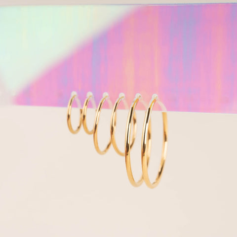 Titanium Circle Rounded Huggie Hoop Earrings