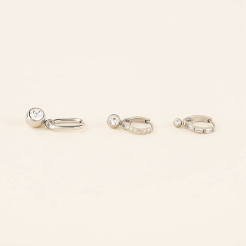 Round Crystal Huggie Hoop Charms