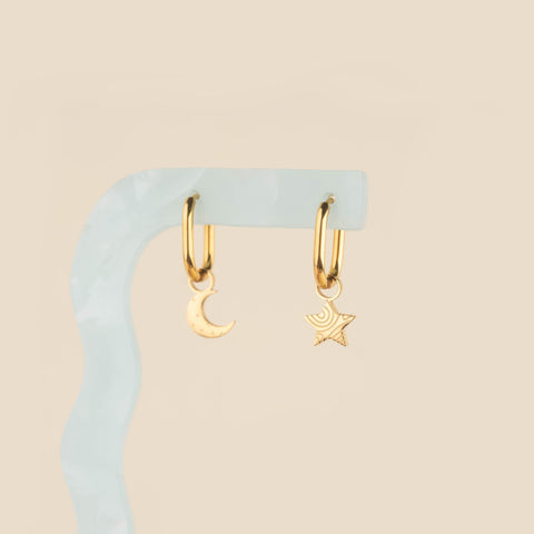 Moon Huggie Hoop Charms