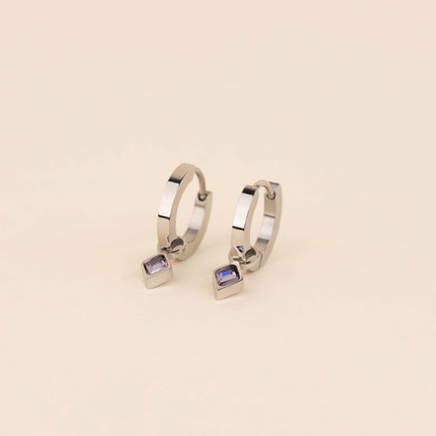 February Birthstone Huggie Hoop Charms