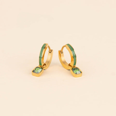 May Birthstone Huggie Hoop Charms