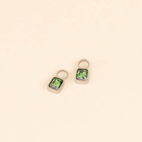 May Birthstone Huggie Hoop Charms