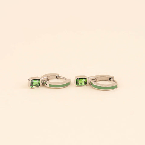 May Birthstone Huggie Hoop Charms