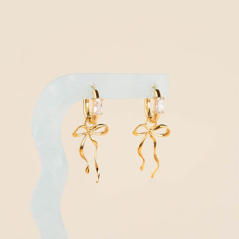 Dainty Bow Huggie Hoop Charms