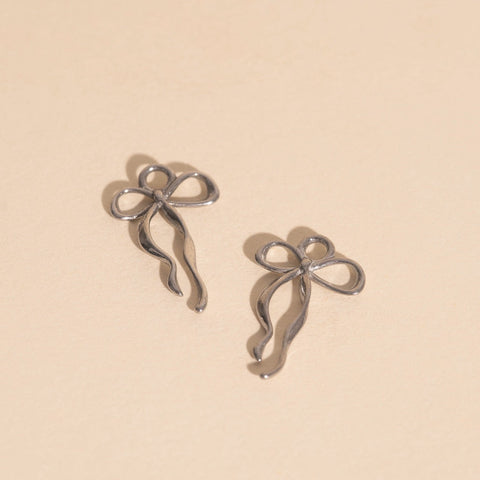 Ribbon Bow Huggie Hoop Charms