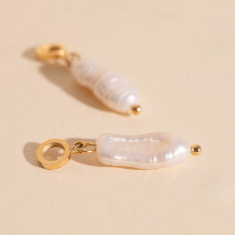 Baroque Natural Pearl Huggie Hoop Charms