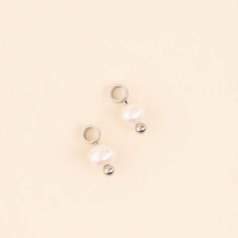 Natural Pearl Huggie Hoop Charms