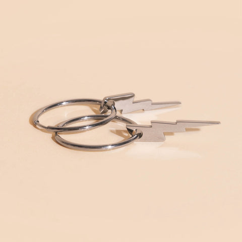 Lightning Bolt Huggie Hoop Charms