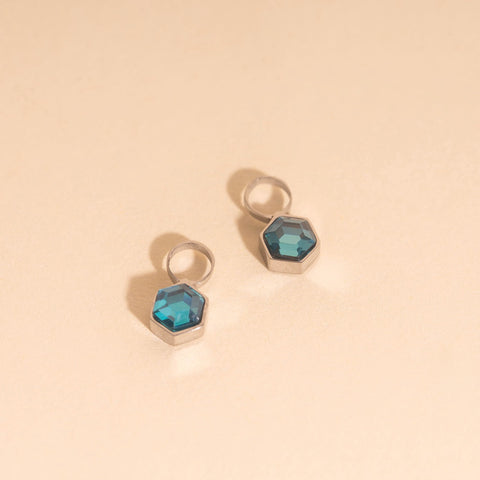 March Birthstone Huggie Hoop Charms