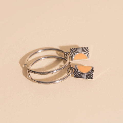Split Sunburst Huggie Hoop Charms