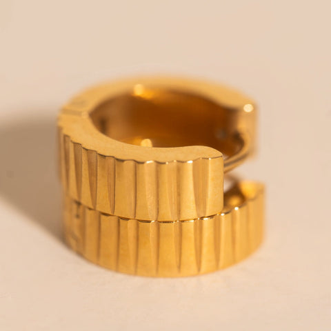 Textured Chunky Huggie Hoop Earrings