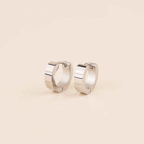 Step Chunky Huggie Hoop Earrings
