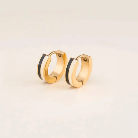 Team Spirit Striped Chunky Huggie Hoop Earrings